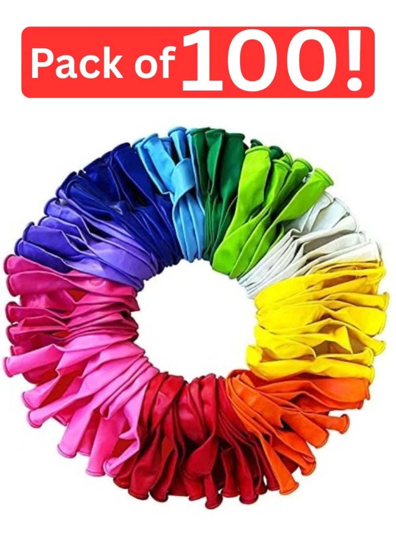 Queens 100 Pack 12 Inch Balloons Latex Balloons Color Party Balloons For Birthday Party, EID Festival Decorations - Image 1